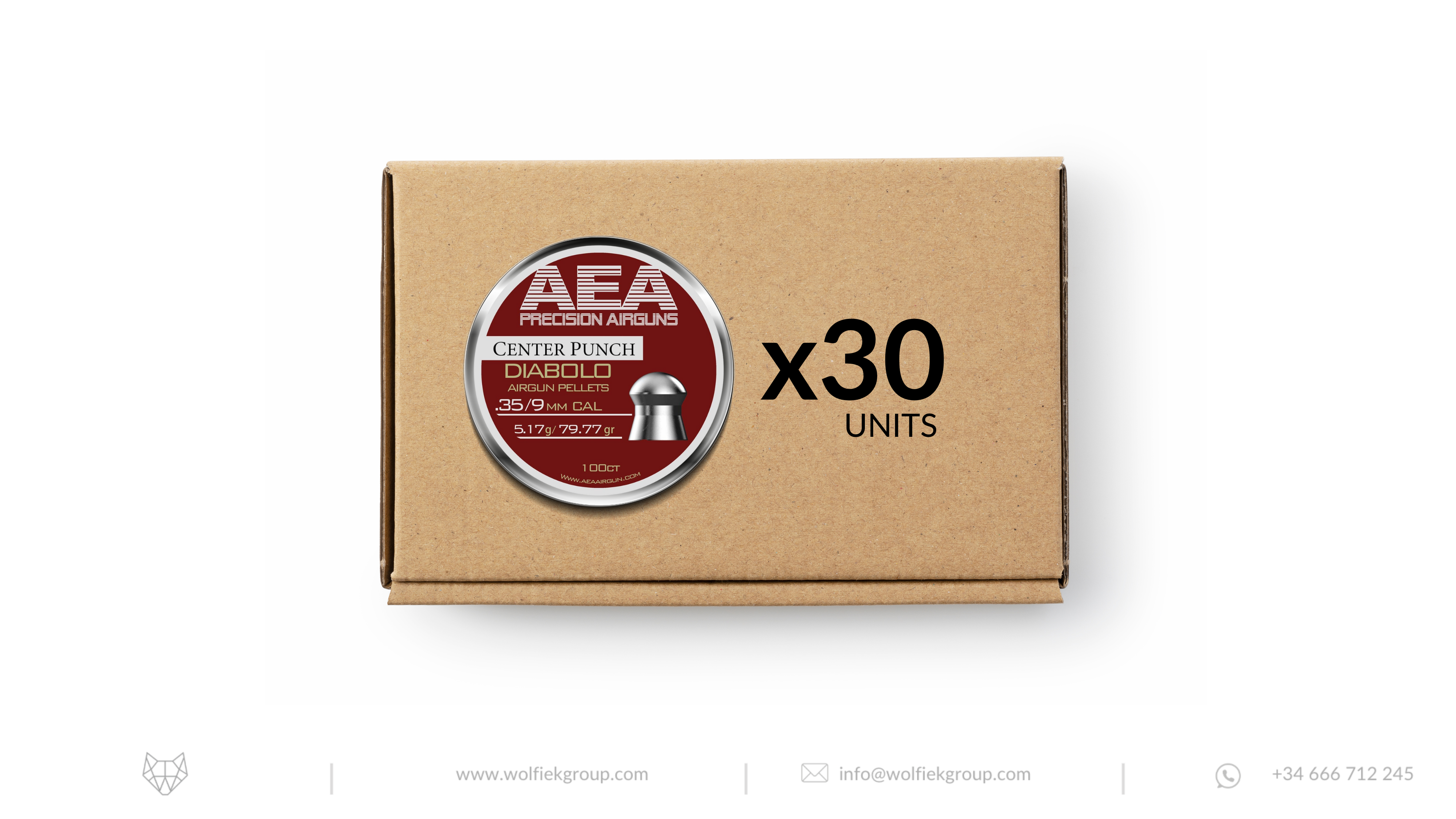 AEA Master Box Center Punch Diabolo Pellets - Cal .35 (9mm) | 5.17g (79.77gr)