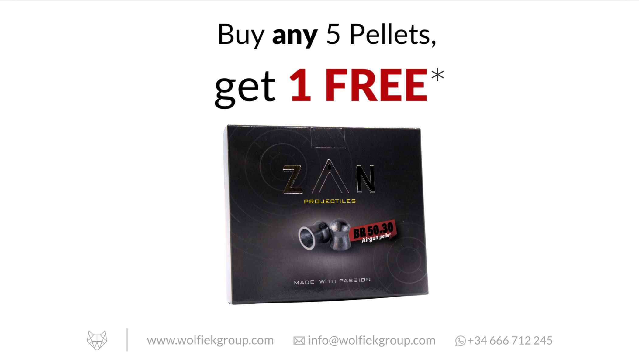 Zan Projectiles BR50 Airgun Pellets - Cal .30 (7.62mm) | 3.11g (48gr)
