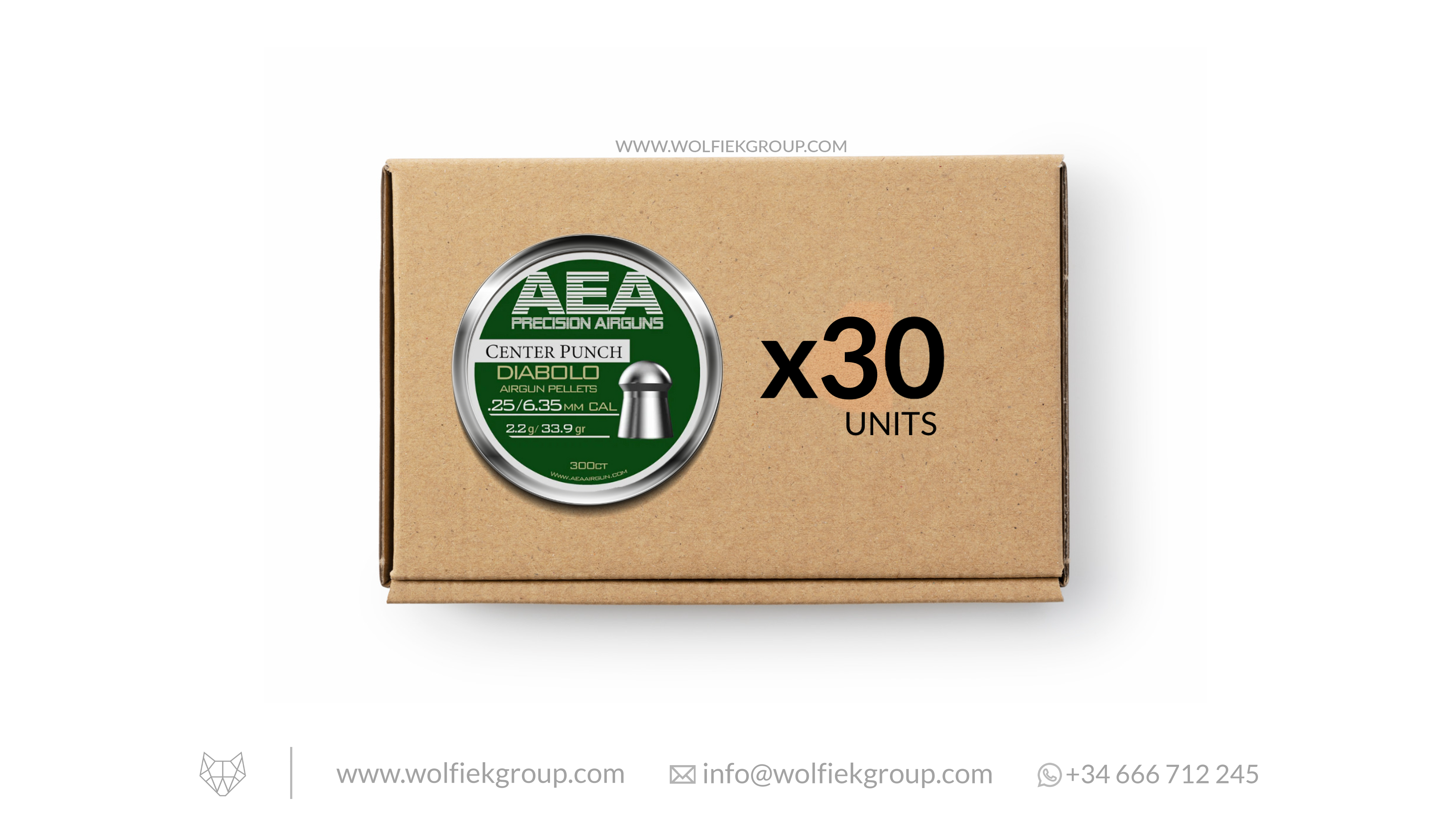 AEA Master Box Center Punch Diabolo Pellets - Cal .25 (6.35mm) | 2.2g (33.9gr)