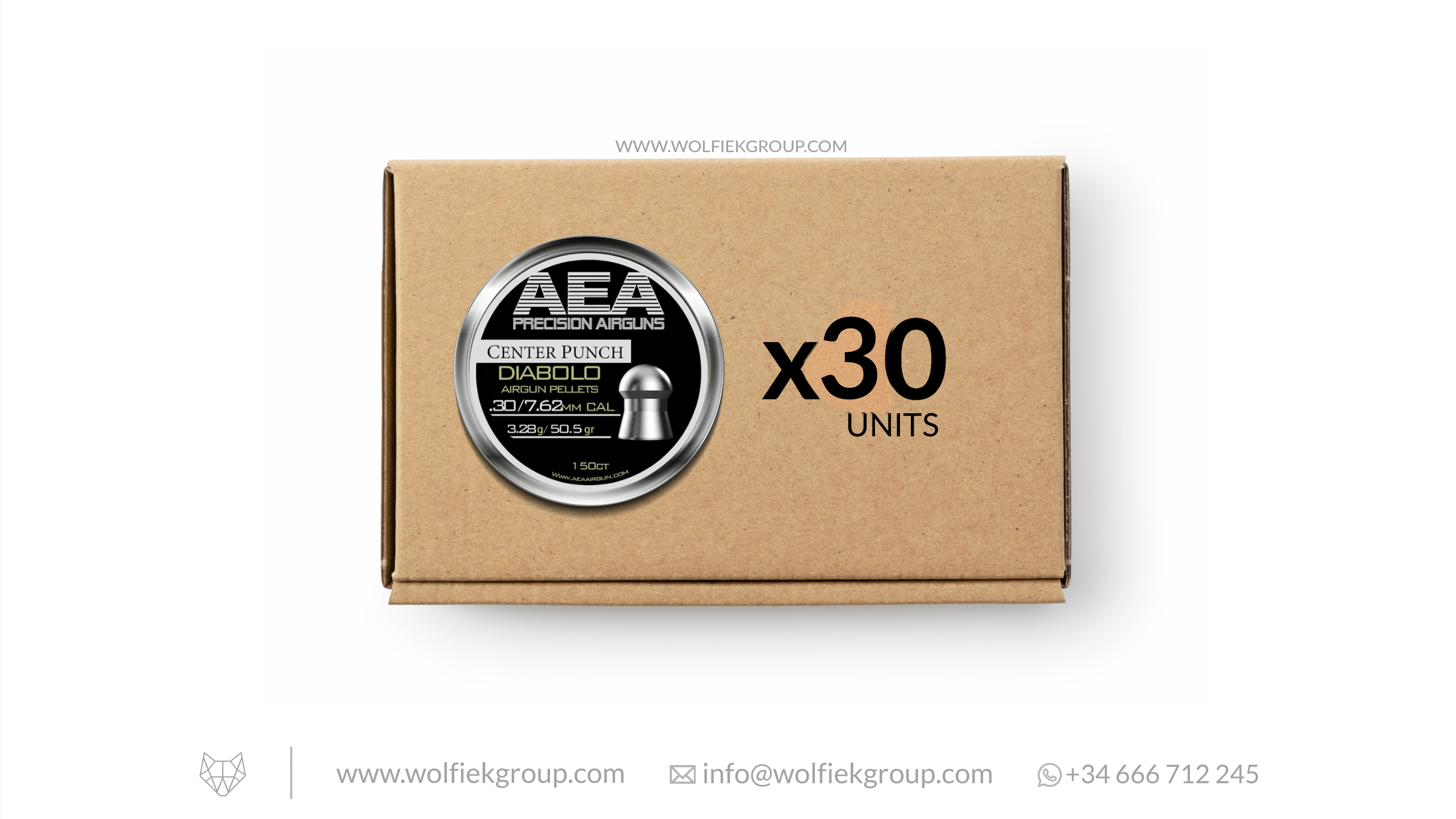 AEA Master Box Center Punch Diabolo Pellets - Cal .30 (7.62mm) | 3.28g (50.5gr)