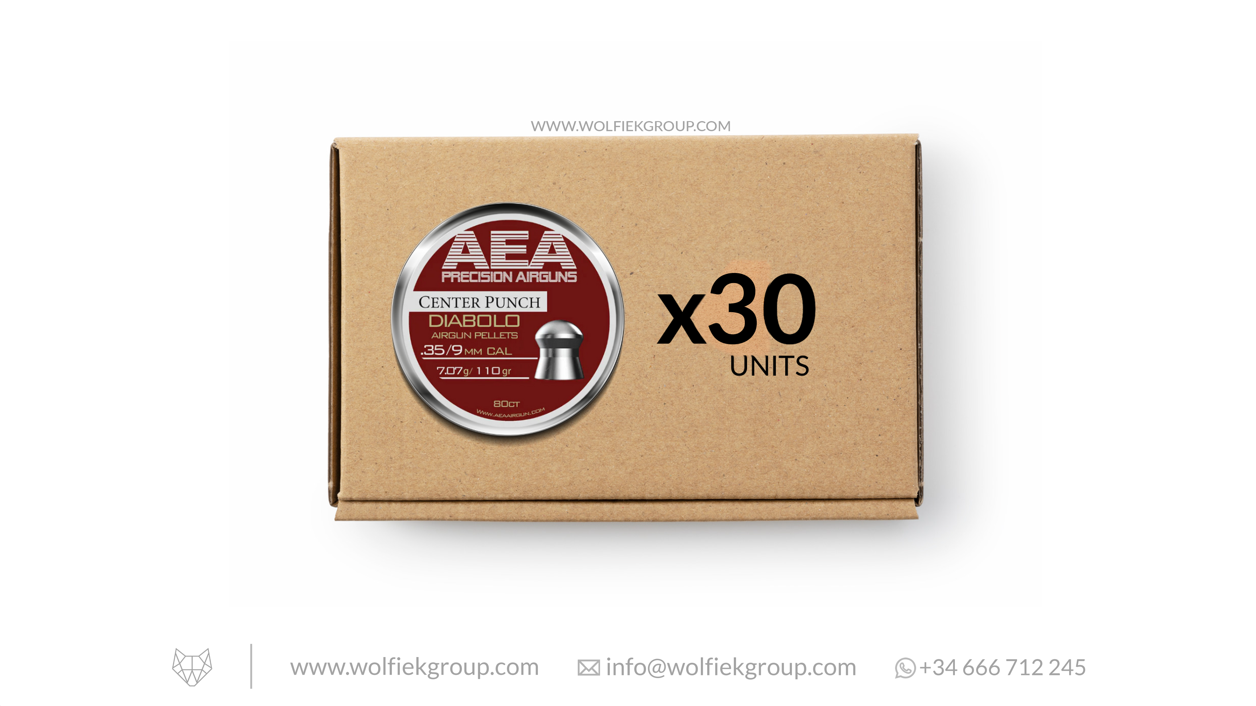 AEA Master Box Center Punch Diabolo Pellets - Cal .35 (9mm) | 7.07g (110gr)