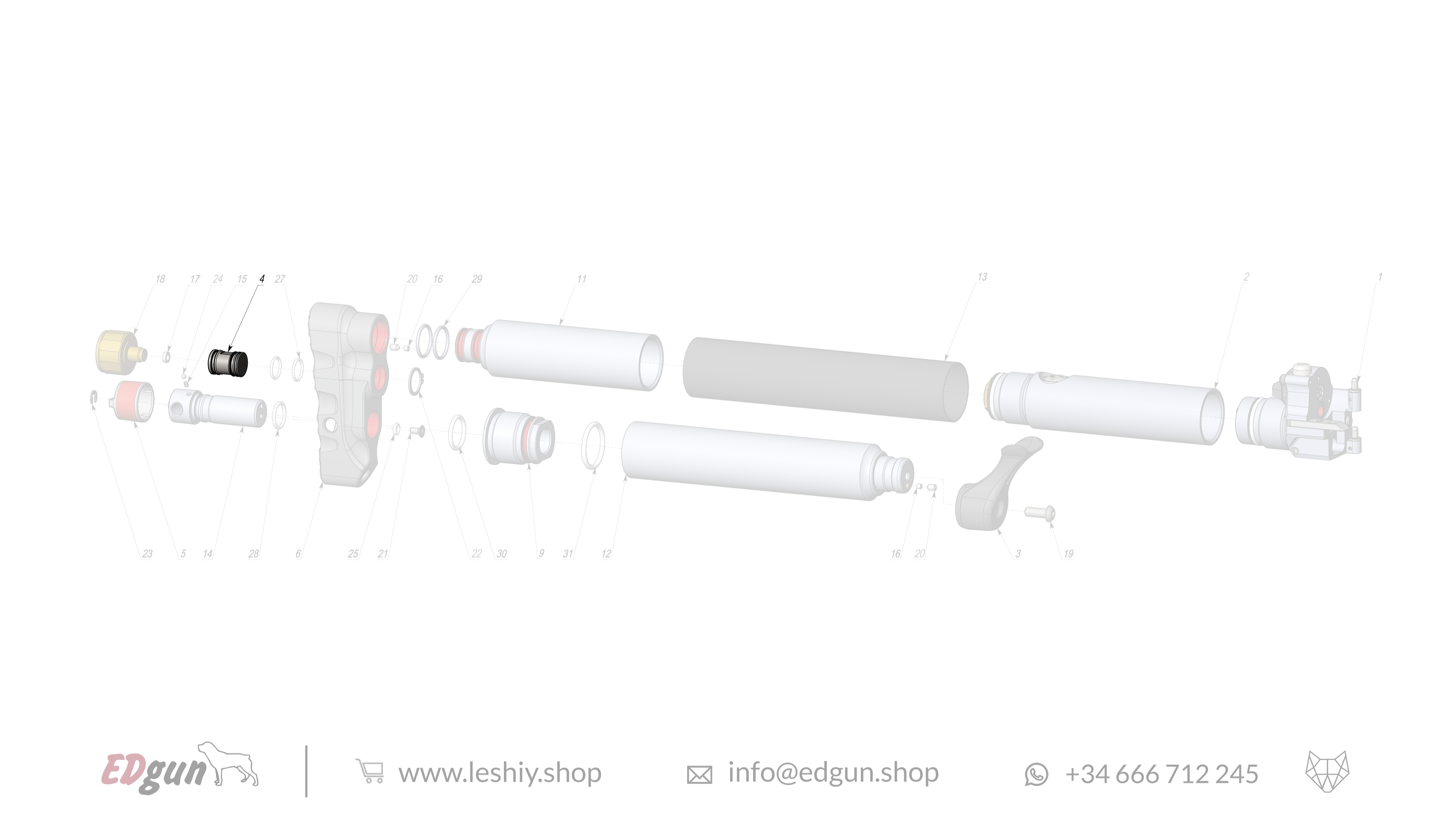 Leshiy 2 Spare Parts: New Reservoir/Butt diagram