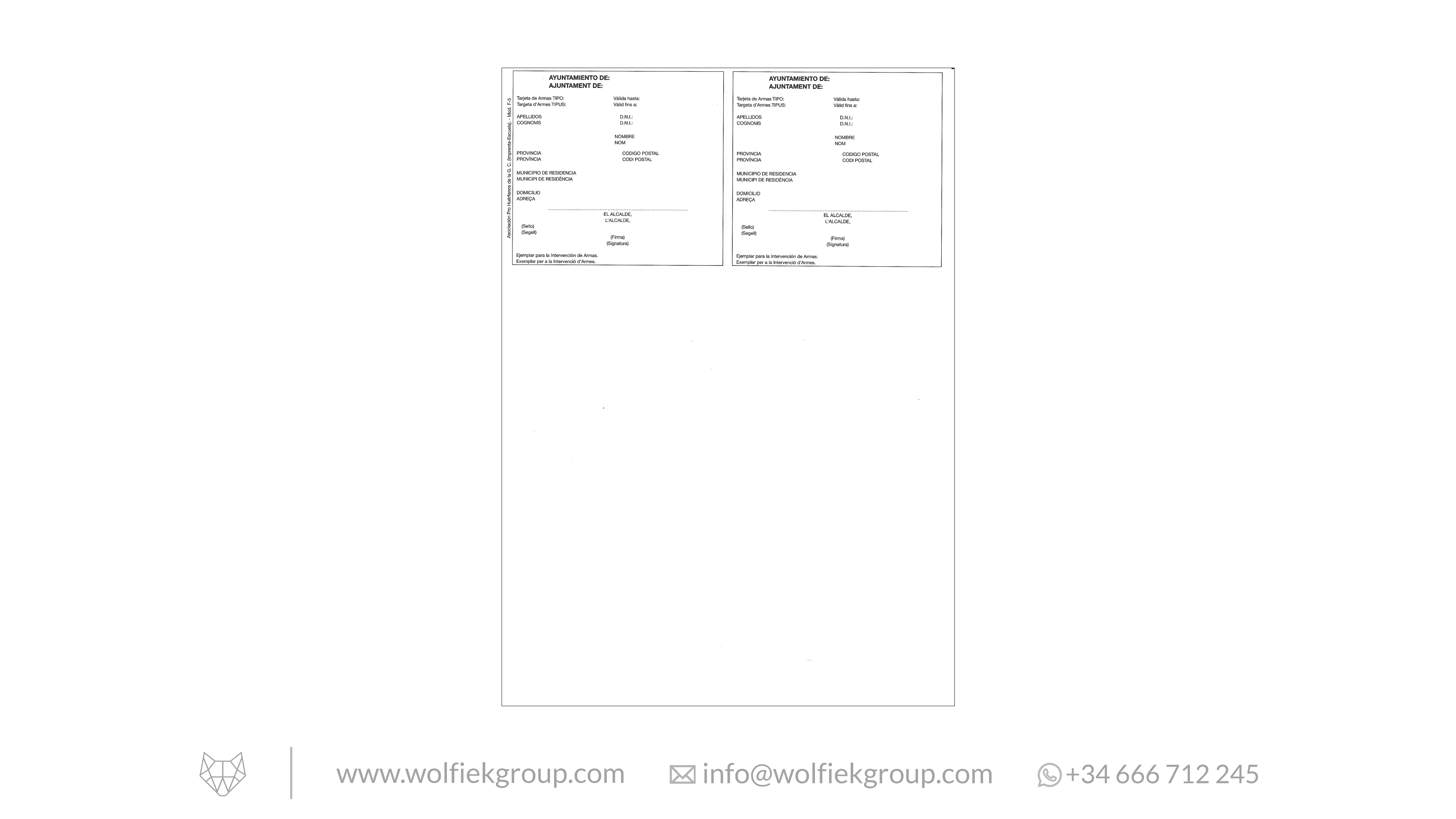 Documento para el Registro de Carabinas de Cuarta Categoría para España