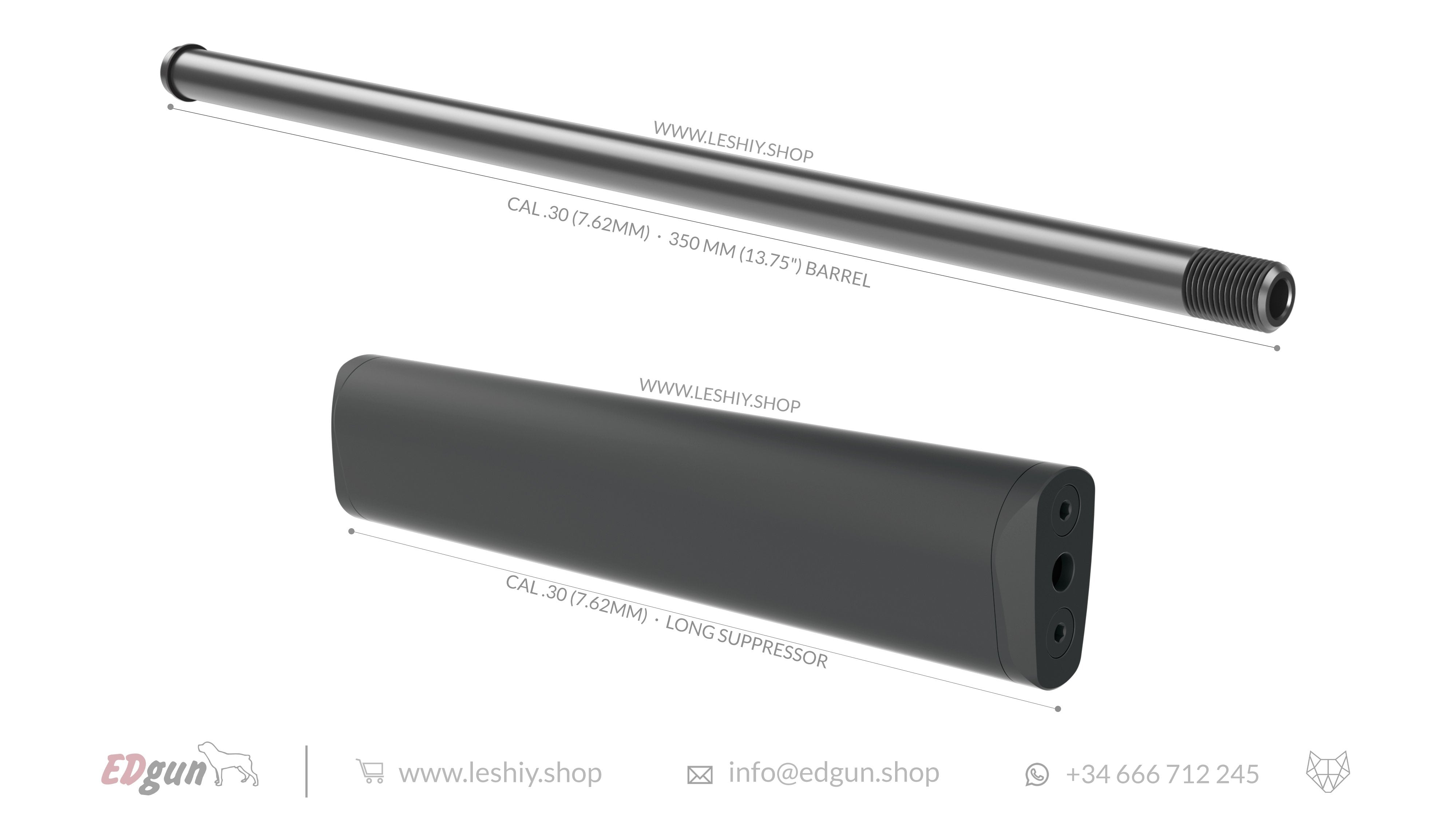 Leshiy 2 Lothar Walther kit 350mm (13.75¨) barrel and long suppressor