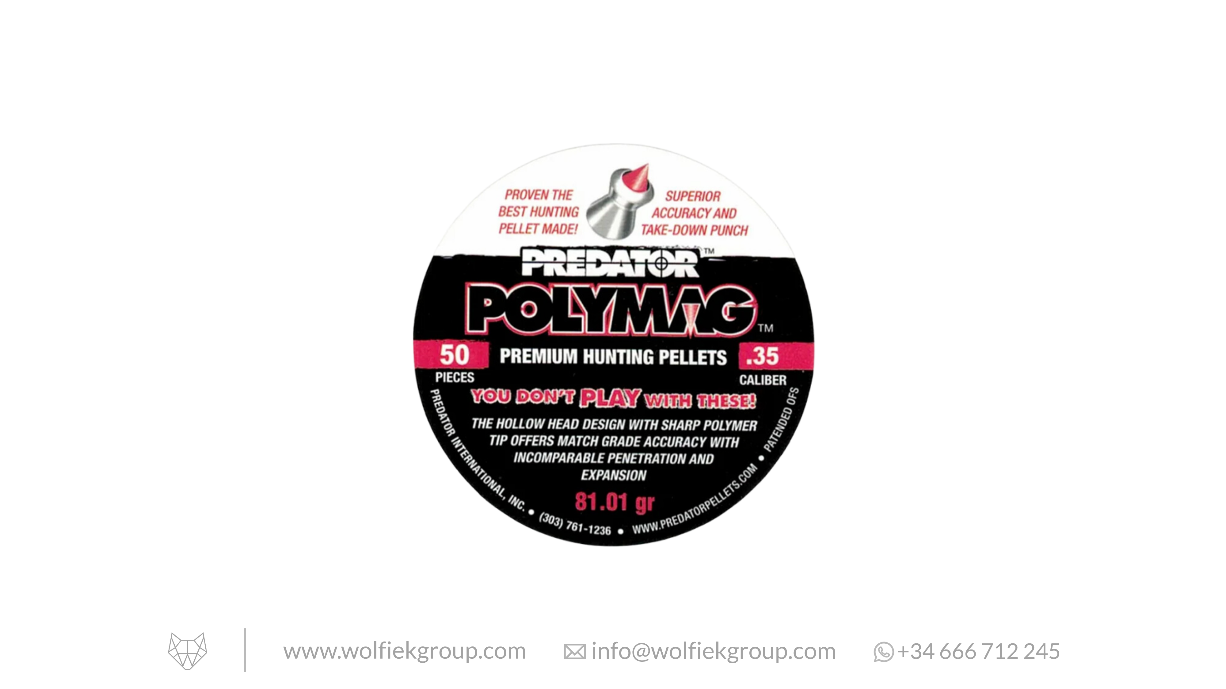 Predator Polymag Airgun Pellets - Cal .35 (9mm) | 5.25g (81.01gr)
