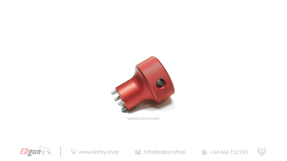Red tool to disassemble Valkyrie suppressors side view
