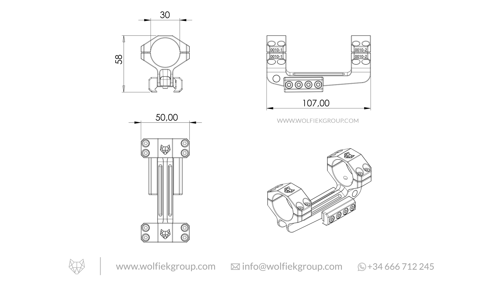 Wolfiek Group Scope Mounts 30mm ONE-PIECE