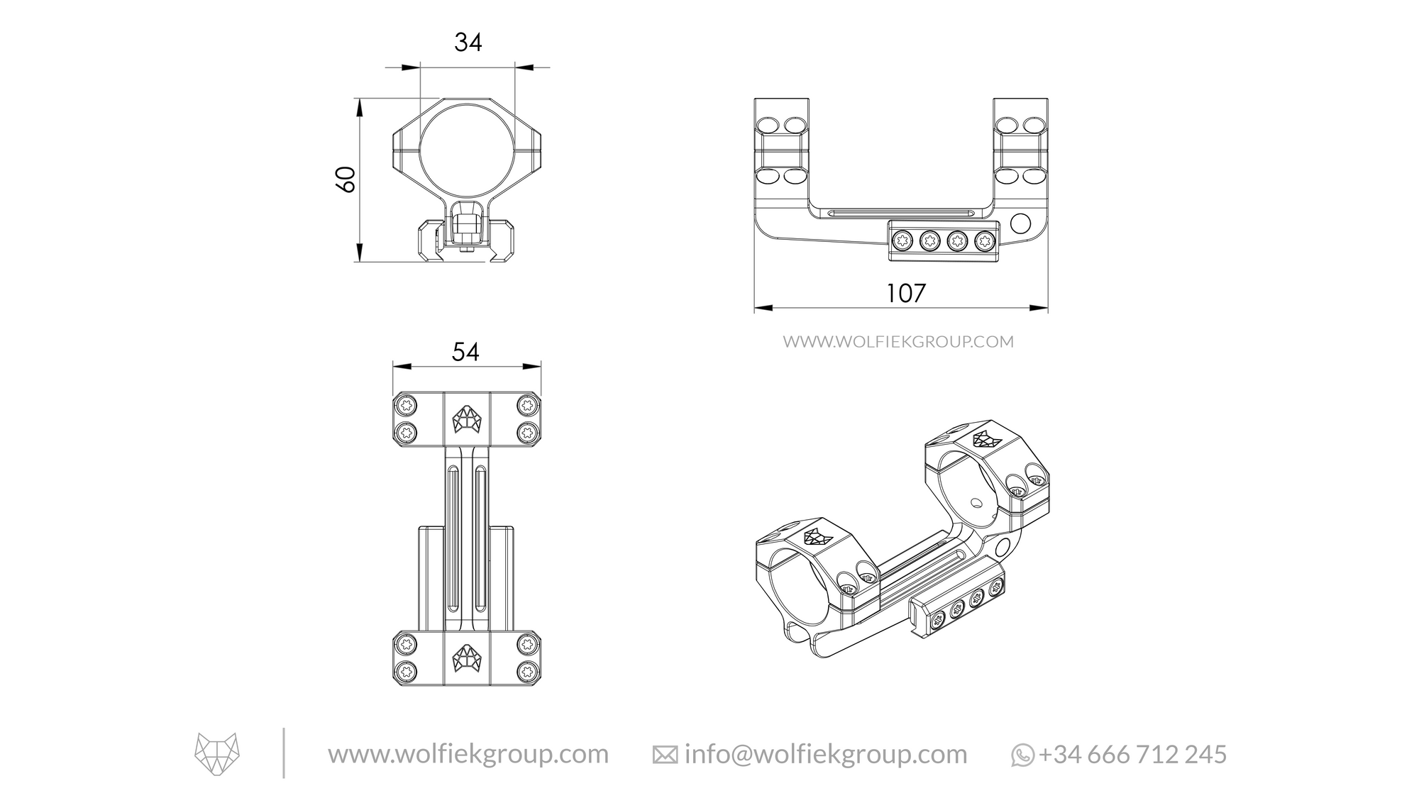 Wolfiek Group ONE-PIECE Scope Mounts 34mm