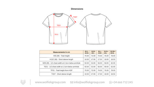 EDgun Shop Exclusive T-Shirt dimensions