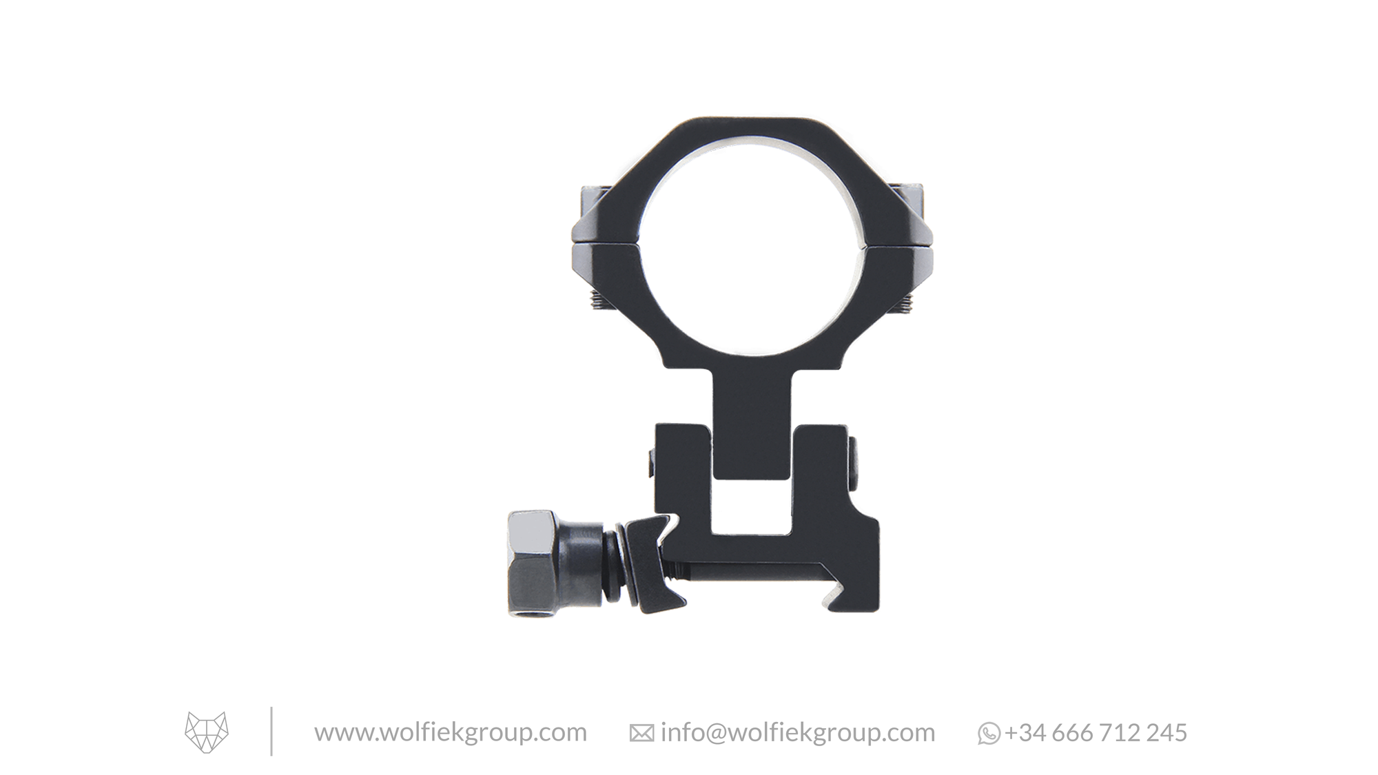Front of adjustable scope mount in black 