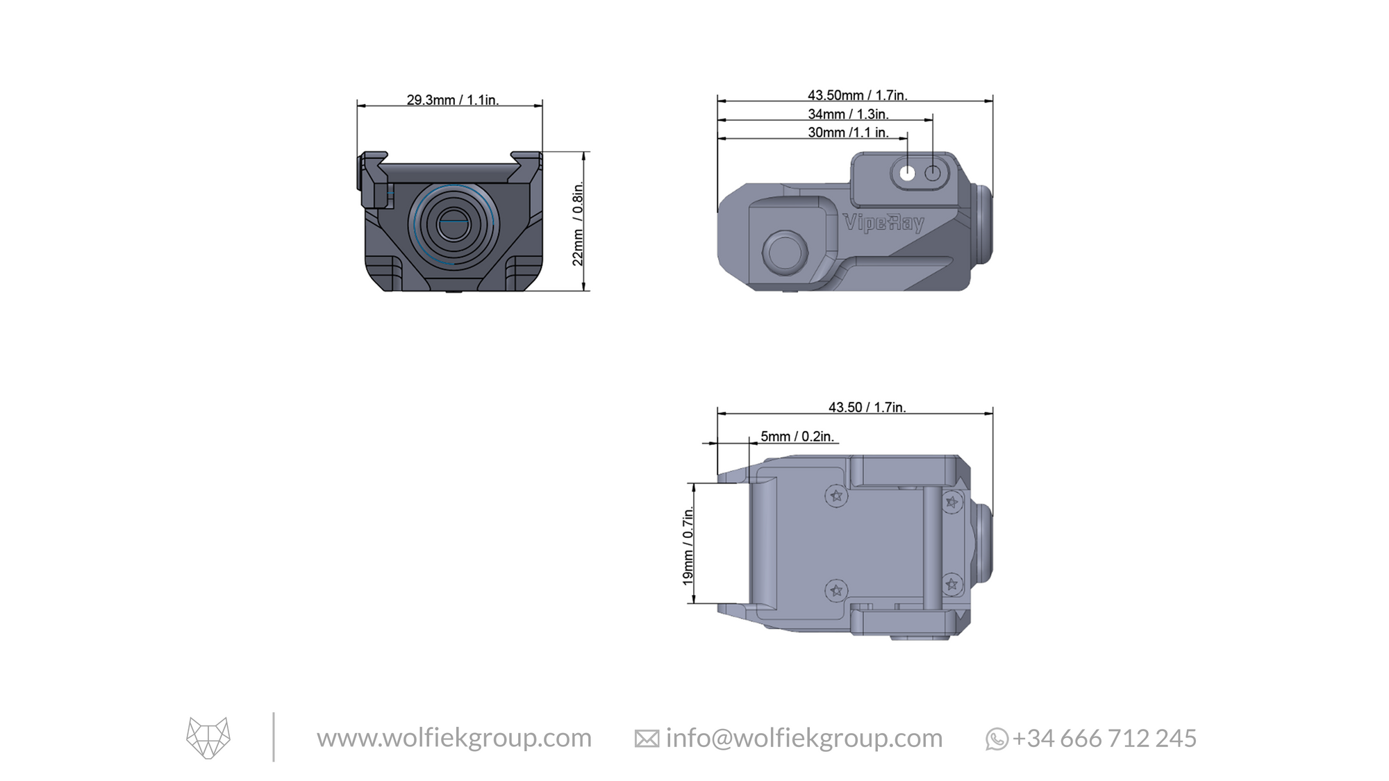 Map with  Subcompact W/E Adjustable Laser Sight´s measurements