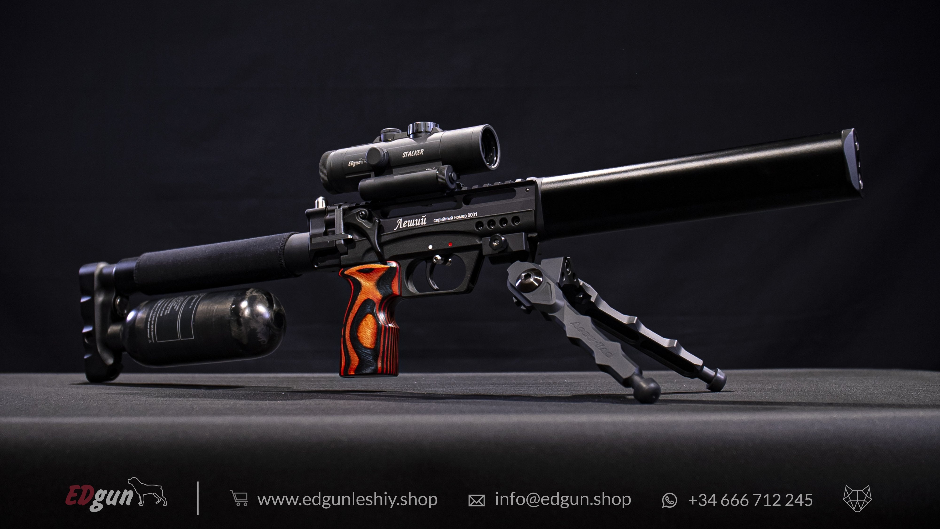 Image of an airgun with the carbon fiber bottle 350cc