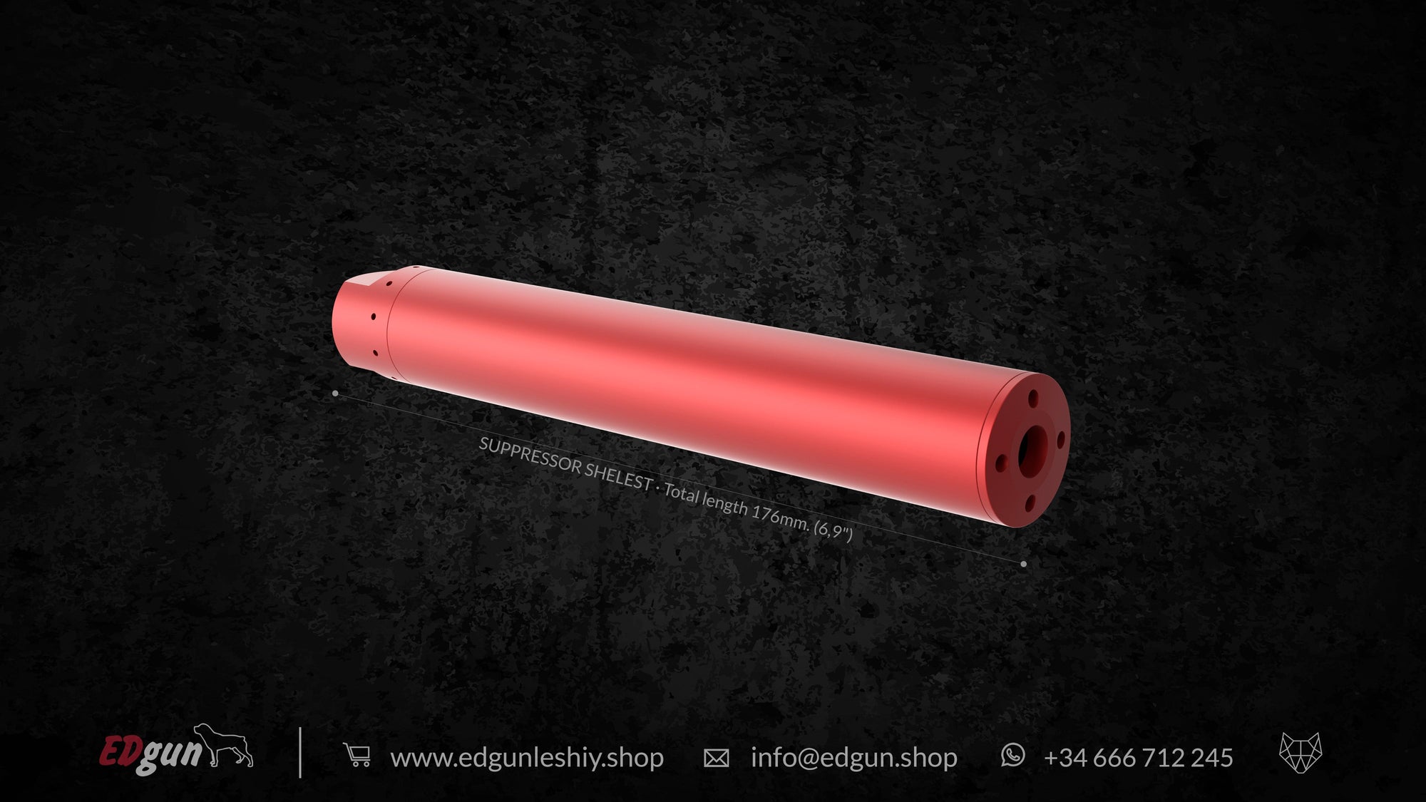 Suppressor Shelest in the length 176mm. (6.9¨) in red.