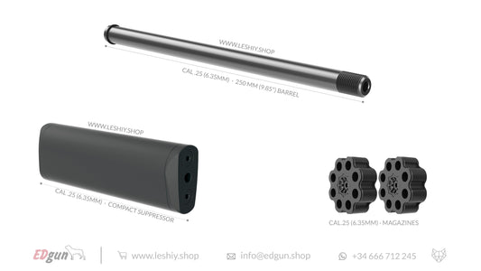 Leshiy 2 kit 250mm (9.85¨) Alfa Precision barrel, compact suppressor and magazine