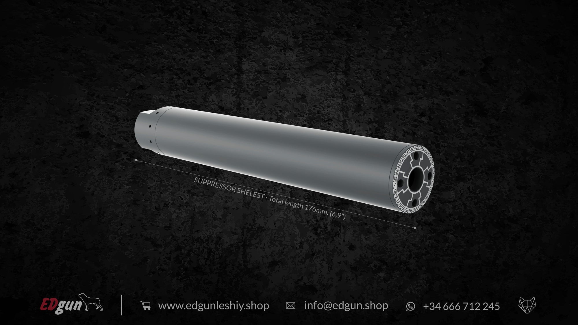 Suppressor Shelest in the length 176mm. (6.9¨) in black