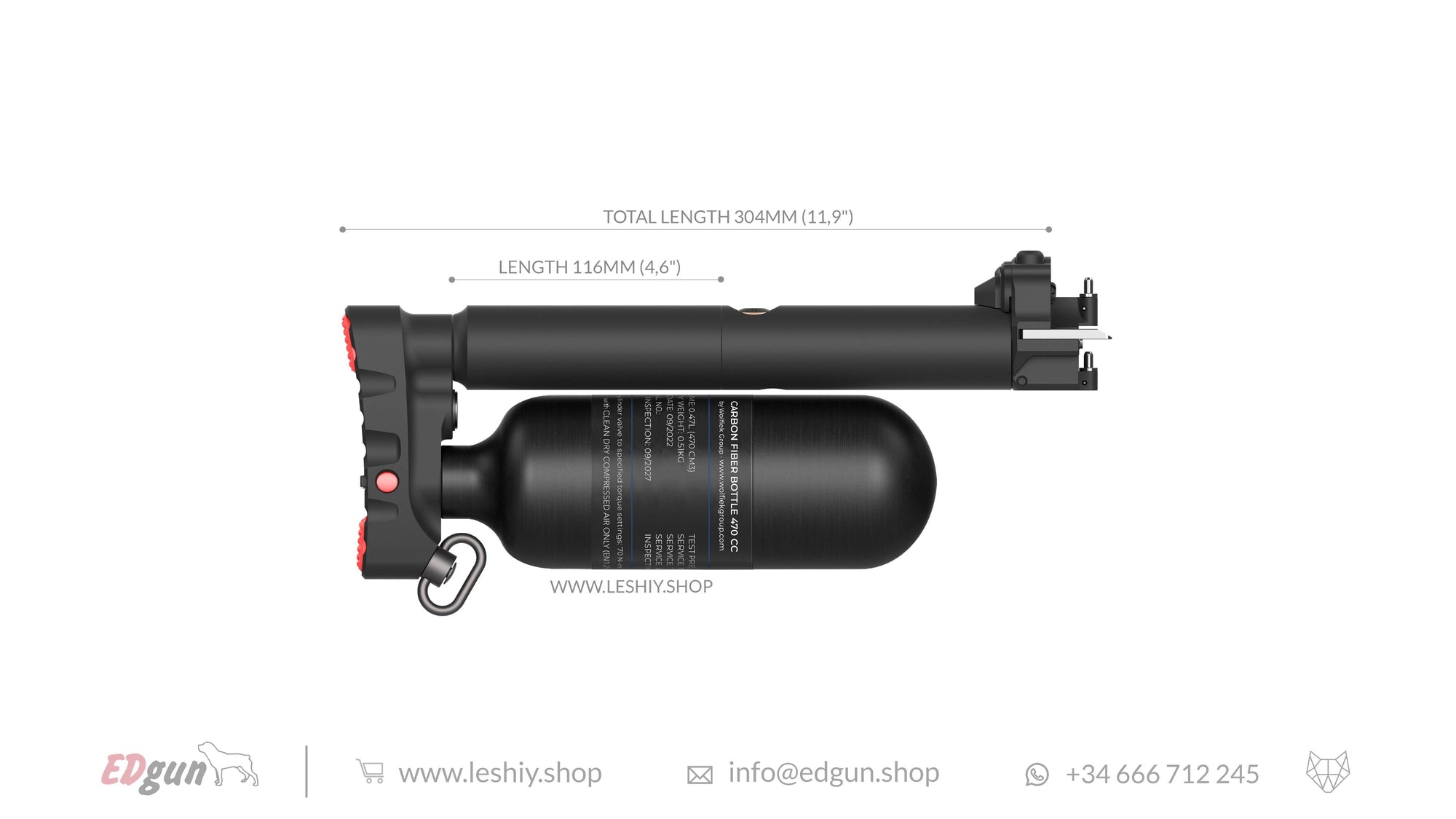 Leshiy 2 Butt with Carbon Fiber bottle 304mm