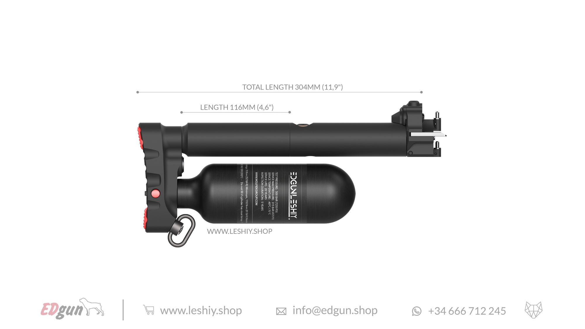 Leshiy 2 Butt with Carbon Fiber bottle 304mm