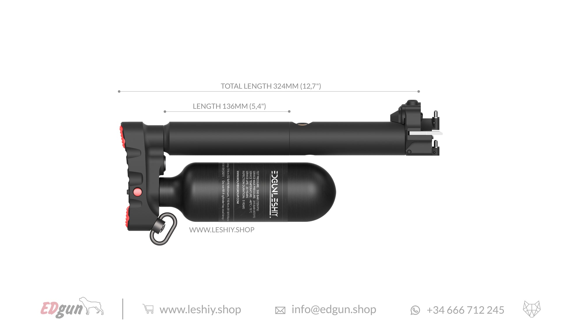 Leshiy 2 Butt with Carbon Fiber bottle 324mm