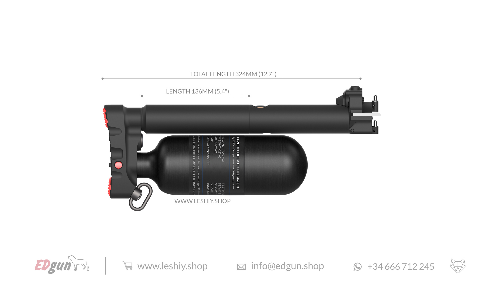 Leshiy 2 Butt with Carbon Fiber bottle 324mm